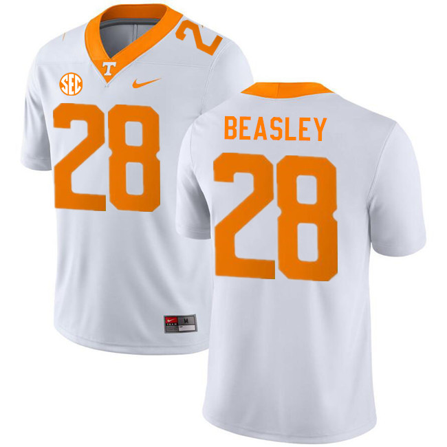 Men #28 Kaleb Beasley Tennessee Volunteers College Football Jerseys Stitched-White